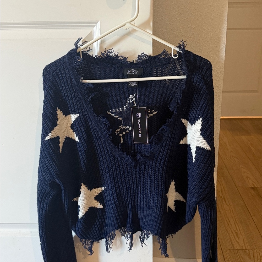 Navy Star Pattern Sweater